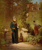 Карл Шпицвег - Читающий газету в саду, 1847 г.